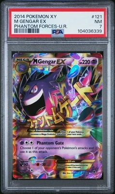 2014 POKEMON XY PHANTOM FORCES ULTRA RARE #121 M GENGAR EX PSA 7 - Image 1 of 2