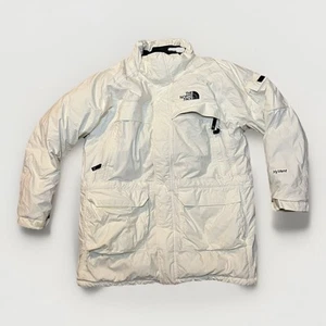 The North Face Mens Off White Goose Down Parka Hyvent Ski Jacket XL Pockets - Picture 1 of 14