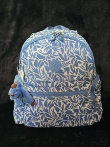 NUEVO CON ETIQUETAS Kipling BP4048 Matta Mochila Pequeña Bolso de Viaje Nylon RAMO DE VERANO Azul Blanco - Imagen 1 de 15