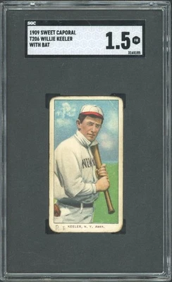 1909 T206 Sweet Caporal Willie Keeler con murciélago SGC 1,5 Foto 1 de 2