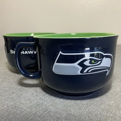 Juego de tazas de sopa Seattle Seahawks de 1 cuarto de galón - Cerámica NFL - Marcas Boelter Foto 1 de 4
