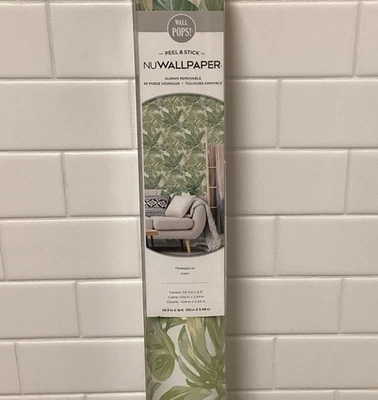 Peelable Wallpaper Wall Pops Scott Living Tropical Leaves Green Self Adhesive - Image 1 of 4