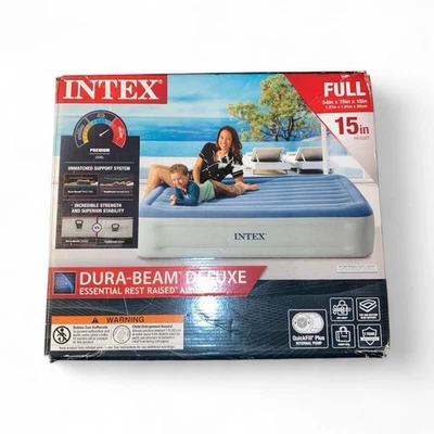 Intex 15"  Dura Beam Deluxe Essential Rest Raised Airbed W/ Internal Pump-Full - Image 1 of 4