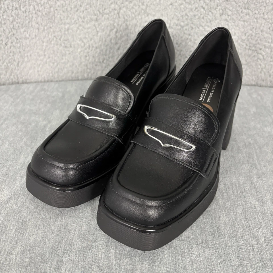 Call It Spring Black Chunky Lug Loafers Shoes Slip On Size 8 Platform Y2K Goth - Image 1 of 4