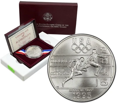 US 1995-D Olympic Track and Field  $ 1 Dollar BU Commemorative w/Box & COA - Image 1 of 4