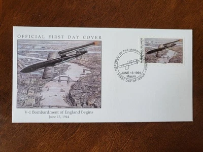 Marshall Islands WW2 WWII FDC: V-1 Bombardment of England - Sc# 474 - Image 1 of 2