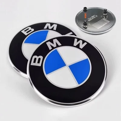 2PCS Front Hood & Rear Trunk (82mm + 74mm) Emblem For BMW 51148132375 Badge - Image 1 of 4