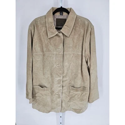 St. John's Bay Tan Suede Long Sleeve Button-Up Jacket Size 2X - Image 1 of 4