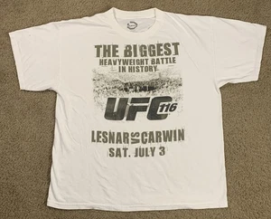 VTG UFC 116 Mens XL White Short Sleeve Shirt Brock Lesnar Vs Carwin MMA Y2K - Picture 1 of 10