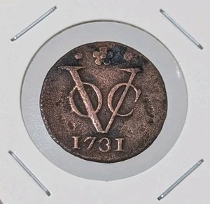 1731 Niederländische Niederlande Kolonial Voc Duit New York Penny HOLLAND Münze_V75 - Bild 1 von 6