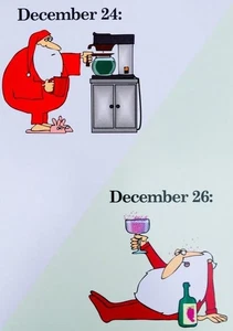 What Santa Drinks - December 24 Vs. December 26 FUNNY RPG CHRISTMAS CARD - Picture 1 of 2