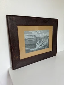 ANTIQUE QUARTER SAWN DARK TIGER OAK ARTS CRAFTS PICTURE FRAME WITH GLASS - Picture 1 of 8