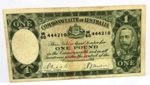 AUSTRALIA 1933 ONE 1 POUND, RIDDLE/SHEEHAN, RARE " M 60 444210" AVF - Picture 1 of 2
