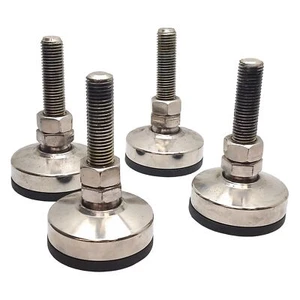 Lot of 4 Heavy Duty Padded Machine Leveling Feet M24 x 4.5in Stem, ø3-7/8in Base - Picture 1 of 4