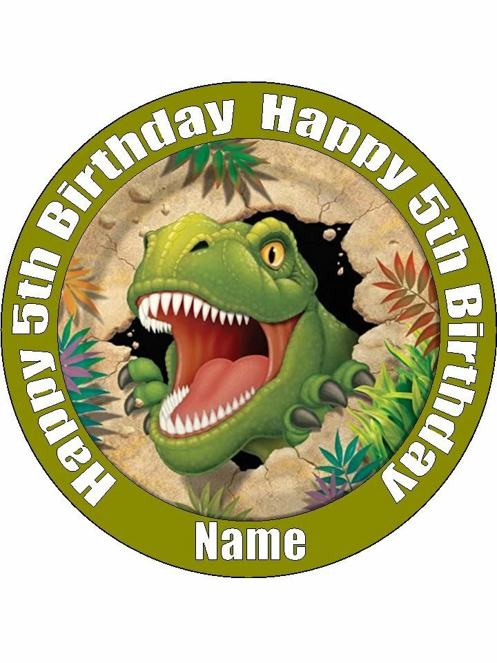 Съедобные макароны для торта с динозаврами T-Rex — глазурь — украшения для торта с динозаврами — 2 размера - Изображение 1 из 2