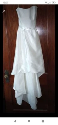 High Low Wedding Dress With Skull And Crossbone Sash. Size 14 - Image 1 of 4