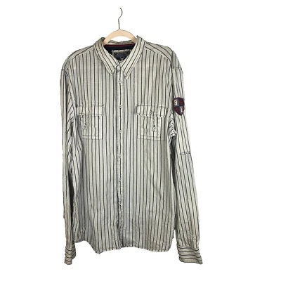 Company 81 Button Shirt Sz XXL Striped White Gray Long Sleeve Pockets - Image 1 of 4