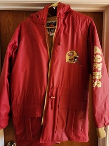 Game Day NFL SAN FRANCISCO 49ERS Fleece Lined Hooded Vinyl Coat Men’s LARGE - Picture 1 of 8