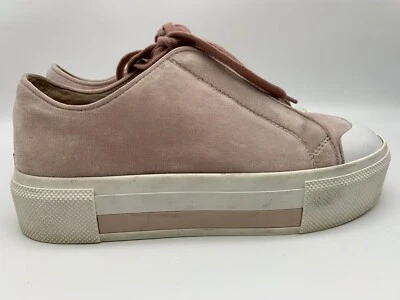 Alexander McQueen Mujer EU 35 WIDE US 5 Rosa Terciopelo Forma Plana Tenis Entrenadores Foto 1 de 4