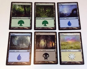 6 MTG Magic the Gathering Basic Land Karten: Wald, Insel, Sumpf, Ebenen - Bild 1 von 6