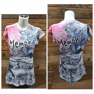 Women's Memphis TN Birth Place of Rock N Roll "Home Of Blues" graphic T-shirt Sm - Picture 1 of 9