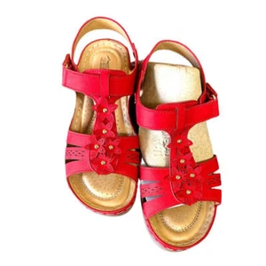 Shibever rote orthopädische Damen-Ledersandalen Größe 7,5 NEU - Bild 1 von 3