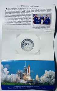 1988 Marshall Islands NASA Space Shuttle DISCOVERY Launch 5 Dollars Coin Medal - Picture 1 of 4