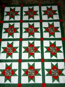 Christmas/Santa  --  quilt top    **new**    (45 x 58) - Picture 1 of 3