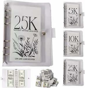 12-Month Envelopes Money Saving Challenge Binder, Loose Leaf Savings Book, Reusa - Picture 1 of 12