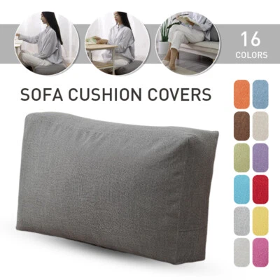 Sofa Back Cushion Cover Linen Breathable Fabric Pillow Case Rectangular New - Image 1 of 4
