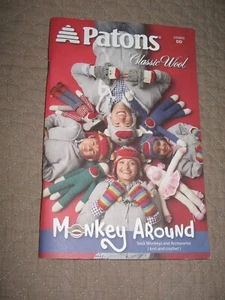 Patons Knit & Crochet Pattern Book Monkey Around Dolls Hat Scarf Mittens CLEAN - Picture 1 of 7