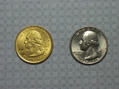 Bicentennial Quarter 1776-1976 Error No Mint Mark + New Hampshire Golden Quarter - Image 1 of 4