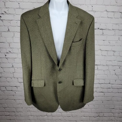 Cortefiel Green Wool Cashmere 2 Button Notch Blazer Sport Coat Size 58 US 48 - Image 1 of 4