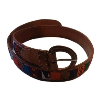 Woven Cotton And Leather Western Style Size 32 Belt - Image 1 of 4