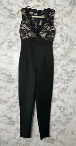 Boohoo Lace Top Skinny leg Black Jumpsuit, Size 4 EUC - Picture 1 of 11