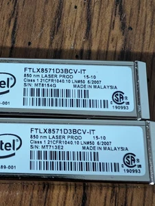 Lotto 2 INTEL E10GSFPSR FTLX8571D3BCV-IT SFP+SR 10G/1G E65689-001 0Y3KJN X710 X520 - Foto 1 di 3