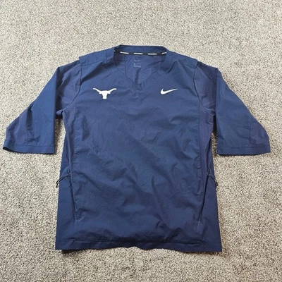 Camisa masculina Texas Longhorns azul grande Nike beisebol manga 3/4 jaqueta prática - Imagem 1 de 4