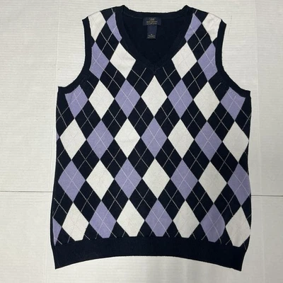 Chaleco Suéter Brooks Brothers Country Club Para Hombre Talla M Azul Argyle Supima Algodón Foto 1 de 4