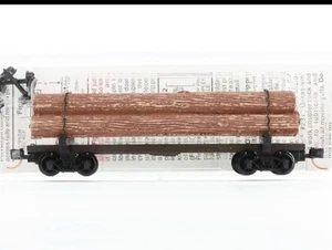 N Scale Micro-Trains MTL 113010 Unlettered 40' Skeleton Log Car w/Log Load - Picture 1 of 2