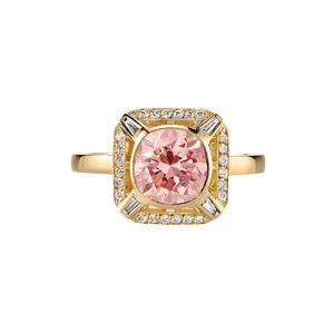 Fancy Intense Pink Diamond Ring 14k Yellow Gold IGI Round Cut 1.90 Ct Lab Grown - Picture 1 of 10