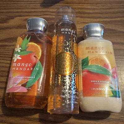 Bath Body Works MANGO MANDARIN (3 Pack Per Order) Mist Lotion Shower Gel Sealed - Image 1 of 2