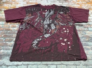 Request Shirt Adult Extra Large Red Y2K Dragon Vintage Graphic Tee Mens - Picture 1 of 11