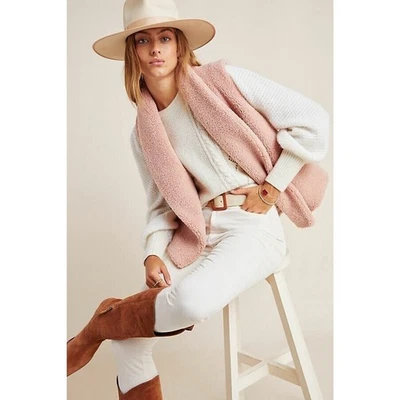 Anthropologie Sherpa Vest M/L Pink Pastel Cozy Soft Open Jacket Norla Canada NWT - Image 1 of 4