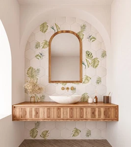 Floral Ivory Hexagon Feinsteinzeugfliesen in matt - Wand Boden Küche Bad Fliesen - Bild 1 von 27