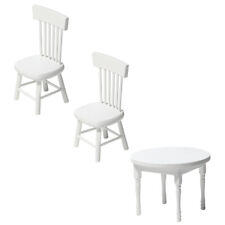  Dining Table and Chairs White for Desk Playhouse Furniture Mini