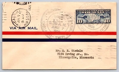 FDC 1926 First Flight Air Mail [Chicago - Twin Cities] Cover Postmark on Back - Image 1 of 2