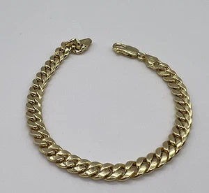 Women’s 9ct Yellow Gold 5.5mm Cuban Curb Link Bracelet 7.5” - Full UK Hallmark - Picture 1 of 4