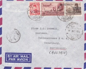 Egypt 1953 Airmail Cover sent to Austria w Cairo CD, w Unbarred Stamps - Picture 1 of 2