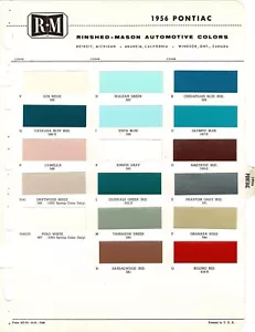 1956 PONTIAC BONNEVILLE CHIEFTON STARCHIEF CATALINA SAFARI PAINT CHIPS (R-M) - Picture 1 of 1