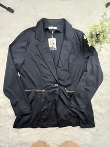 [513] Genhoo Size XXL Navy Blue Single Button Collared Stretchy Blazer Jacket - Bild 1 von 8